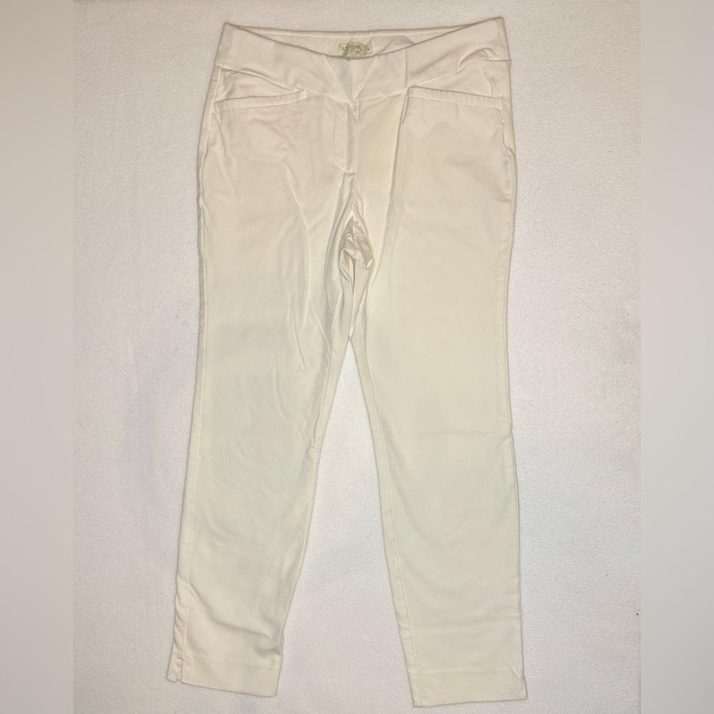 Spartina 449 Women’s Maren Pull-on Ankle Pants Buttercream White Medium EUC - Picture 4 of 8